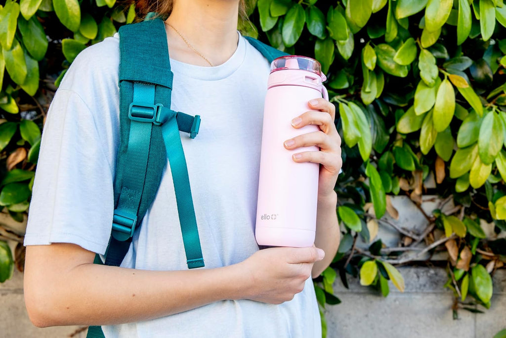Ello Cooper 22oz Insulated Stainless Steel Water Bottle with Straw, Cashmere