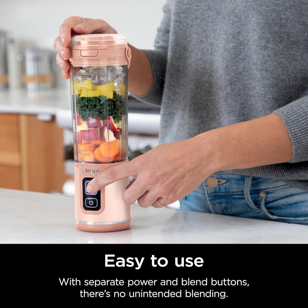 Ninja Blast Two-Pack Portable Blender, 18oz, Peach & Stone, BC155PS | Two cordless Ninja Blast Portable Blenders. USB-C rechargeable, BlastBlade crushes ice. Leakproof, dishwasher safe.