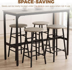 HOMCOM 5 Piece Bar Table Set w/ 4 Stools for Small Space, Grey Wood Effect