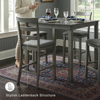 Signature Design by Ashley 5-Piece Square Counter Height Dining Set, Gray | Textured gray polyester fabric with wood, veneer and engineered wood, Small kitchen table for 4, Bridson Series