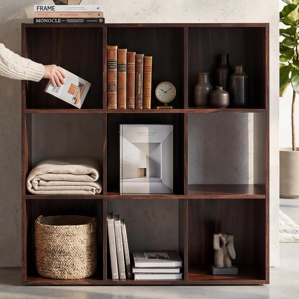 Signature Design by Ashley Glosmount 9 Cube Storage Organizer or Bookcase, Cherry & Light Brown