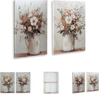 Signature Design by Ashley Floral Canvas Gallery Wall Art Sets | Unframed gallery wrapped canvas over wood, Hand painted textures with gold foil embellishments for living rooms, Faisaldon