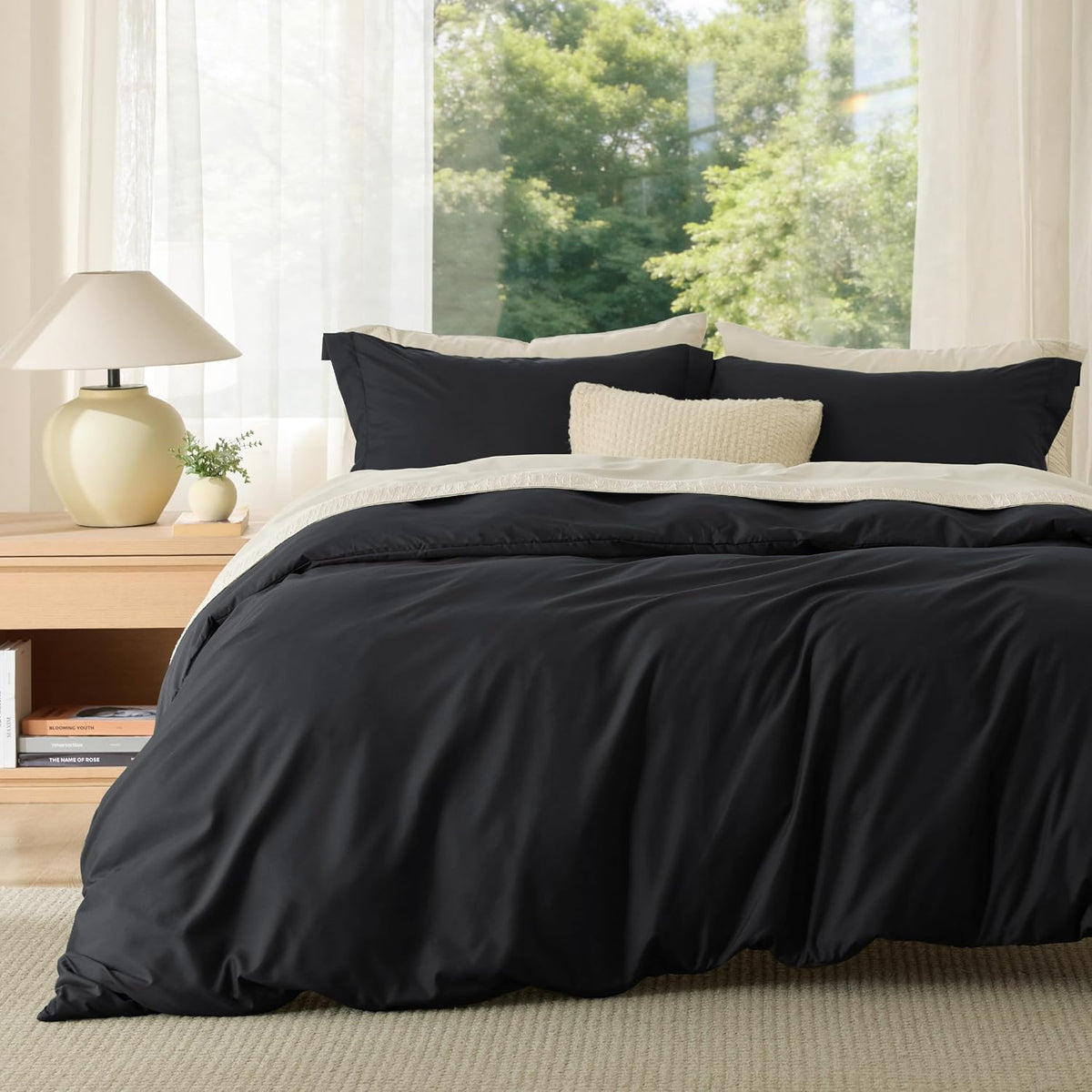 Bedsure Duvet Cover Queen Size, 3Pcs Soft Double Brushed Bedding Set, White