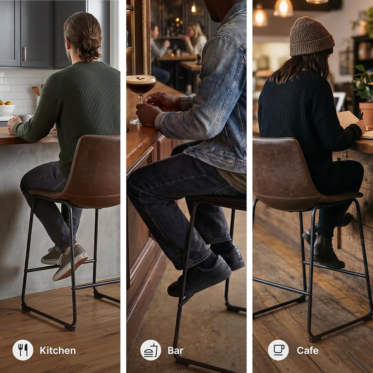 Signature Design by Ashley Counter Height Bar Stools, Set of 2, Brown