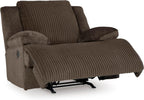 Signature Design by Ashley Top Tier Rocker Recliner Chair, Oversized Wide Seat, Cozy Corduroy Velvet Polyester Upholstery, Manual Pull Tab Lounge Chair for Living Room, No Assembly Required, Chocolate