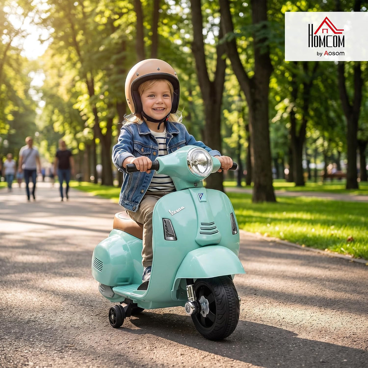HOMCOM Licensed Vespa 6V Ride On Motorcycle for Kids Max. 25KG Green