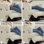 Signature Design by Ashley Oversized Swivel Glider Recliner, Ivory | Hidden armrest storage, Soft polyester cord, Smooth 360-degree rotation, Rocking chair motion, Tie-Breaker Series