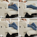 Signature Design by Ashley Oversized Swivel Glider Recliner, Ivory | Hidden armrest storage, Soft polyester cord, Smooth 360-degree rotation, Rocking chair motion, Tie-Breaker Series