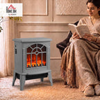 HOMCOM Freestanding Electric Fireplace LED Flame Effect 1000W/2000W, Grey