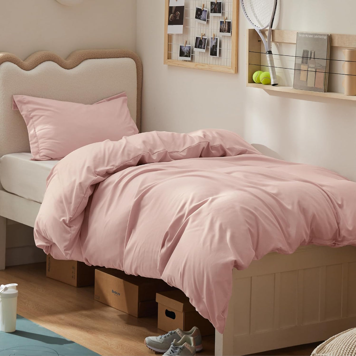 Bedsure Duvet Cover Queen Size, 3Pcs Soft Double Brushed Bedding Set, White