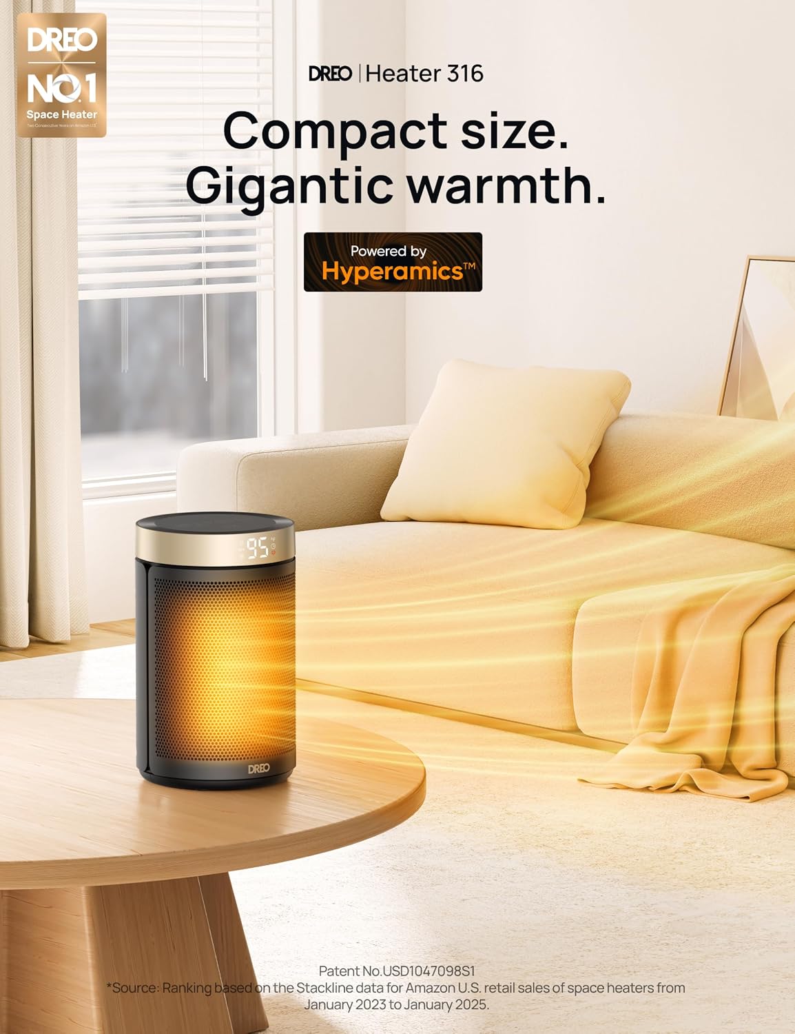 DREO Space Heater, Portable Electric Heaters for Indoor Use with Thermostat