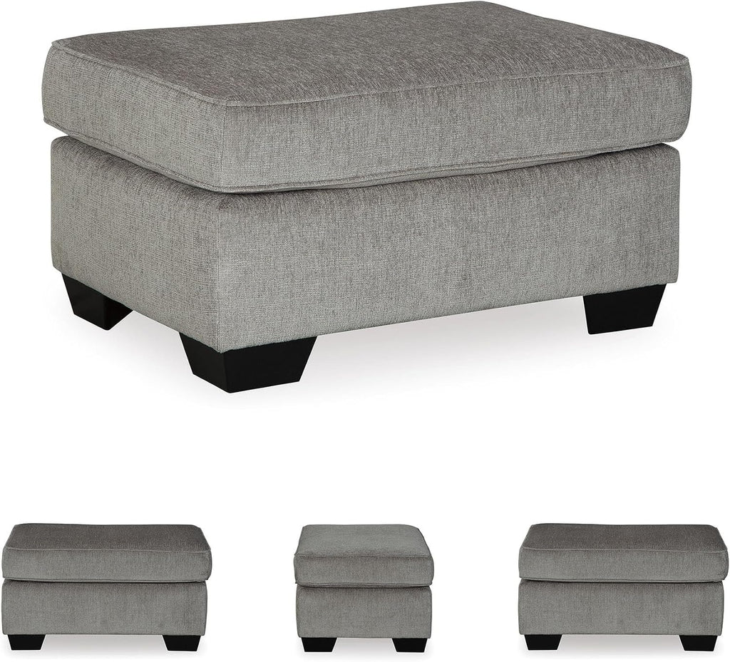 Signature Design by Ashley Altari Rectangular Accent Ottoman, Light Gray | Plush 100% polyester chenille fabric, Sturdy reinforced frame, Versatile seating and footrest, Fits 32 in doorways