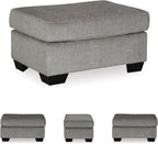 Signature Design by Ashley Altari Rectangular Accent Ottoman, Light Gray | Plush 100% polyester chenille fabric, Sturdy reinforced frame, Versatile seating and footrest, Fits 32 in doorways