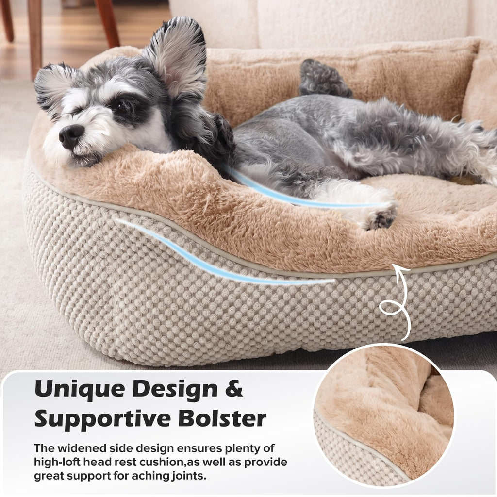 INVENHO Medium Dog Beds for Medium Dogs Washable, Rectangle Dog Bed Medium Size Dog, Orthopedic Dog Bed, Warming Soft Calming Sleeping Puppy Bed Durable Pet Bed with Anti-Slip Bottom M(30"x24"x9")