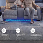 Signature Design by Ashley Power Reclining Loveseat with Console, Gray | Heated air massage seats, Top grain leather faux leather combination, Zero gravity recline, Home theater seating, Boyington