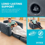 Intex 66551EP Inflatable Pull-Out Chair: Built-in Cupholder – Velvety Surface – 2-in-1 Valve – Folds Compactly – 80" x 91" x 26"