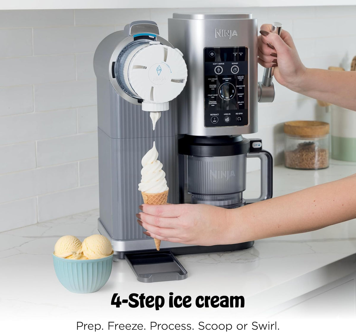 Ninja Creami Scoop & Swirl 13-in-1 Ice Cream and Soft Serve Maker, NC701 | Ninja Creami Scoop and Swirl turns almost anything into ice cream and soft serve at a button touch, scooped or swirled.