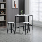 HOMCOM 3 Piece Bar Table Set Modern Dining Table Set for 2 w/Stools White