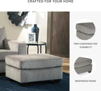 Signature Design by Ashley Altari Rectangular Accent Ottoman, Light Gray | Plush 100% polyester chenille fabric, Sturdy reinforced frame, Versatile seating and footrest, Fits 32 in doorways