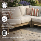 Signature Design by Ashley 4-Piece L-Shape Outdoor Sectional, Wood, Beige | Wood patio furniture set, Eucalyptus frame, Solution-dyed Nuvella fabric, All-weather foam cushions, Clare View Series