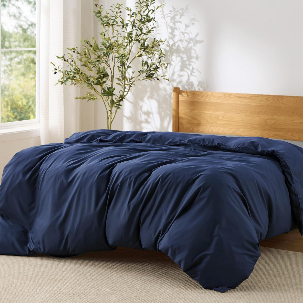 Bedsure Duvet Cover Queen Size, 3Pcs Soft Double Brushed Bedding Set, White