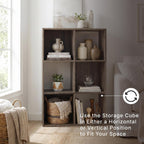 Signature Design by Ashley 6 Cube Storage Organizer, Brown Bookshelf | Durable engineered wood, Weathered brown finish, Fits standard 10.5-inch bins for neat closet storage, Shallifer Series