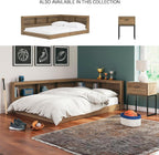 Signature Design by Ashley Deanlow Full Bookcase Storage Bed, Honey | Integrated bookcase headboard, Low-profile full size bed frame, Durable honey brown laminate, Youth rooms