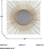 Signature Design by Ashley Accent Mirror, 42-in Gold Sunburst, Elspeth | Decorative sunburst metal wire frame, Goldtone finish, 18.25-inch inner glass, 21-pound weight, Keyhole bracket mount
