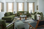 Signature Design by Ashley Bixler Showood Accent Chair, Olive Green | Plush chenille blend upholstery, Reversible cushion, Exposed engineered wood frame, Cozy reading nook, Wood accent chair