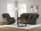 Signature Design by Ashley Top Tier Rocker Recliner Chair, Oversized Wide Seat, Cozy Corduroy Velvet Polyester Upholstery, Manual Pull Tab Lounge Chair for Living Room, No Assembly Required, Chocolate
