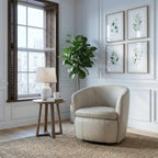 Signature Design by Ashley Kierreys Leather Swivel Barrel Chair, Bone | 100% top grain leather upholstery, 360-degree metal base rotation, Engineered wood and metal frame, Contemporary barrel back