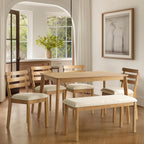 4-Piece Farmhouse Dining Set, Wooden Dining Table with 2 Chairs, Bench Seat