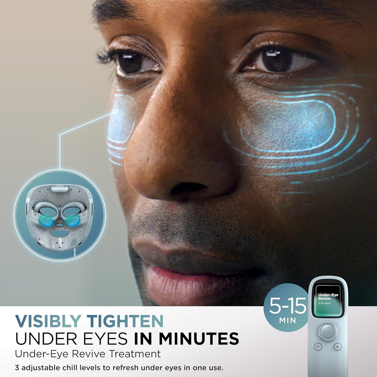 Shark CryoGlow LED Face Mask, Red Light Therapy, Under-Eye Cooling, FW312PL