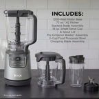 Ninja BlendPro Kitchen System, 72oz Blender, 5-Cup Processor, Beige, BO402 | Total Crushing presets for smoothies, ice crush, purees & extracts. 72-oz blender + 5-cup processor + 18-oz cup. 1200W.