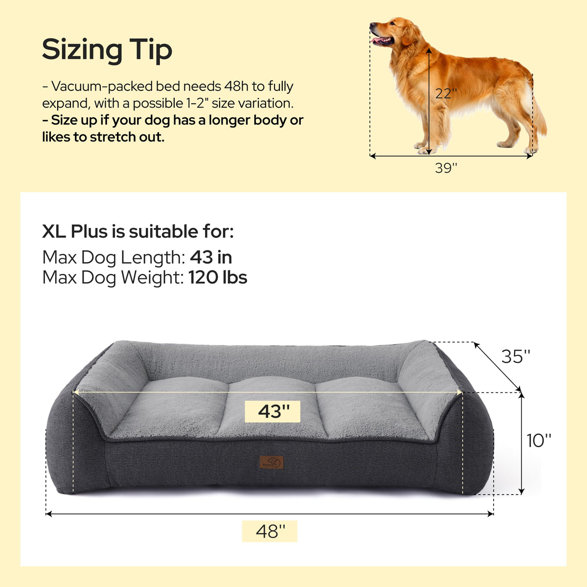 Bedsure SupportMax® Extra Thick Orthopedic XL Dog Bed for Extra Large Dogs
