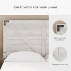 Signature Design by Ashley Shawburn Queen Headboard Only, Whitewash | Crossbuck panel style, Engineered wood (MDF/particleboard/plywood) and decorative laminate, Fits standard metal frames