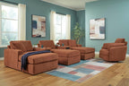 Signature Design by Ashley Modmax Contemporary Swivel Glider Recliner, Manual Reclining Chair for Living Room or Nursery, Next-Gen Nuvella Stain-Resistant Fabric, Hidden Storage, 42" W, Orange