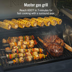 Ninja FlexFlame Grill & Smoker, Electric & Propane, 5-in-1, Blue, PG301BL | Ninja FlexFlame is a 5-in-1 grill, smoker & griddle with precise 200-600°F control, fitting 3 chickens or 4 rib racks