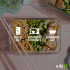 Ello Color Lock 3.4 Cup Glass Meal Prep Containers & Lids, 5 Pack, Desert