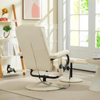 HOMCOM Swivel Recliner Chair and Footstool, Massage Recliner, Cream White