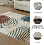 Signature Design by Ashley Washable Area Rug, Mid Century Modern 5x7 | 100% polyester faux fur, Bedroom and living room use, Farrendale Series
