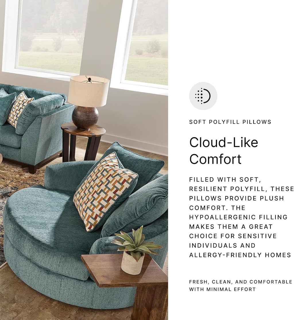 Signature Design by Ashley Laylabrook Scandinavian Upholstered Oversized Swivel Accent Chair with 3 Back Pillows, Green