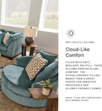 Signature Design by Ashley Laylabrook Scandinavian Upholstered Oversized Swivel Accent Chair with 3 Back Pillows, Green