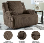 Signature Design by Ashley Top Tier Rocker Recliner Chair, Oversized Wide Seat, Cozy Corduroy Velvet Polyester Upholstery, Manual Pull Tab Lounge Chair for Living Room, No Assembly Required, Chocolate