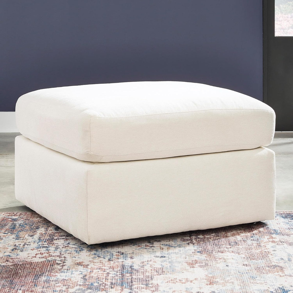 Signature Design by Ashley Modmax Square Oversized Accent Ottoman, Oyster | Stain-resistant Next-Gen Nuvella polyester, Durable reinforced frame, 32-inch square design for coffee table use