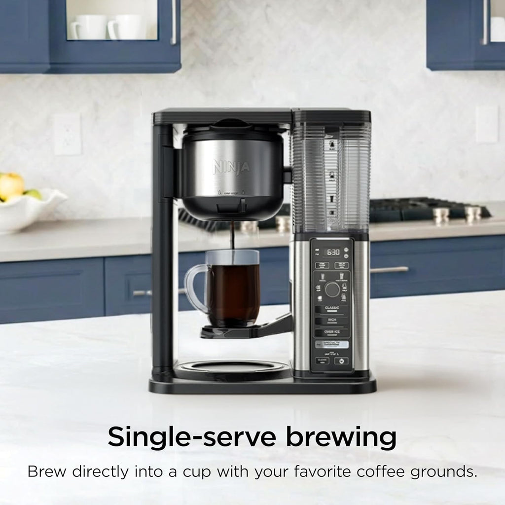 Ninja Coffee Maker, 10-Cup Carafe, Fold-Away Frother, Black, CM401 | Permanent Filter & Removable, Dishwasher Safe Reservoir, 6 Brew Styles, 8 Cup to Travel Mug to Pot Sizes
