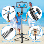 SelfieShow Selfie Stick, Extendable Selfie Stick Tripod with Wireless Remote and Tripod Stand, Portable, Lightweight, Compatible with iPhone 17 16 15 14 13 12 Pro Xs Max/Samsung Smartphone and More