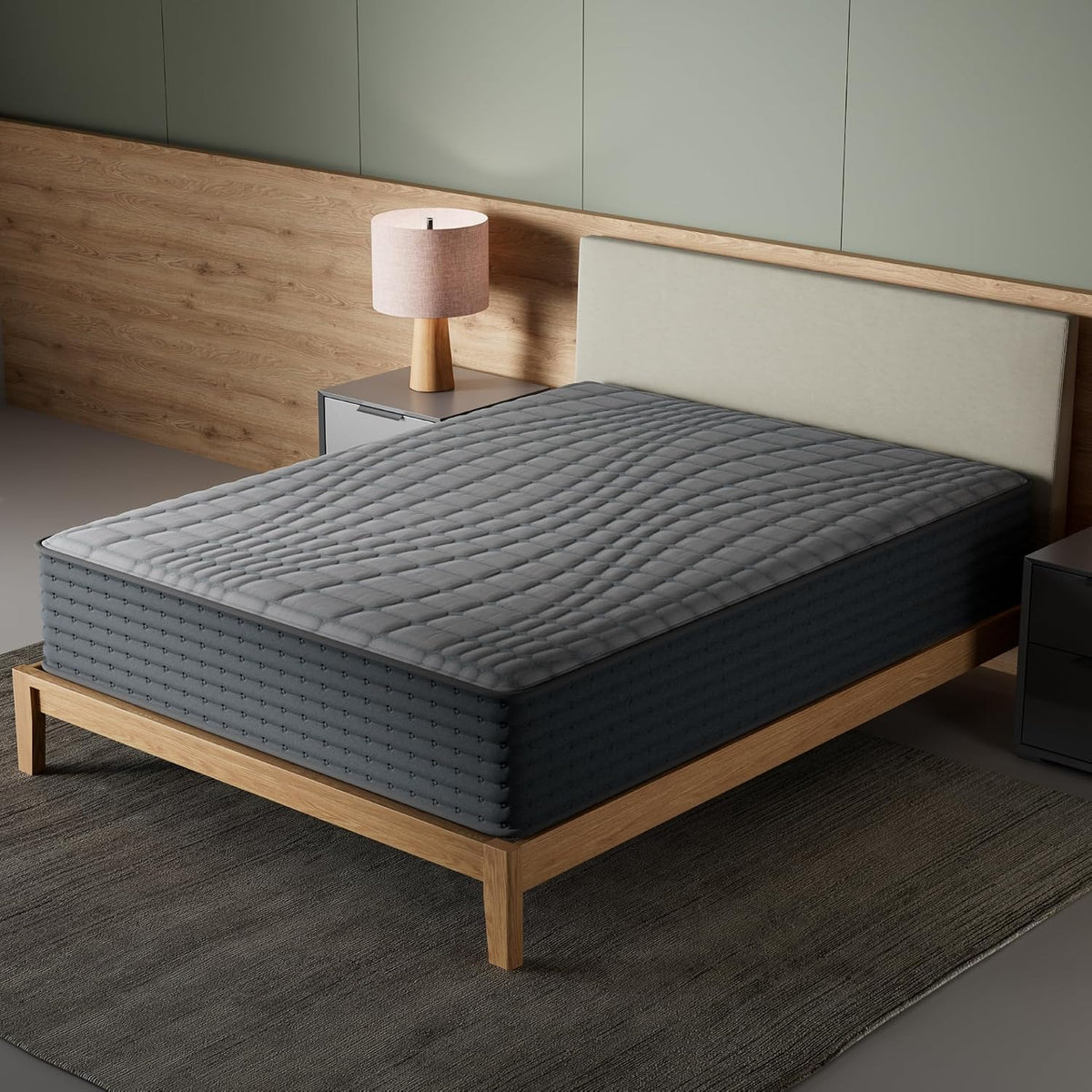 Signature Design by Ashley Hybrid Mattress in a Box, Medium Firm King Size | 900 wrapped coils and charcoal-infused gel foam, Water-resistant nano-treated protective cover, Gray 1200 Hybrid