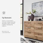 Signature Design by Ashley 6 Drawer Dresser for Bedroom, Golden Oak | 5-minute quick assembly, Contemporary tan brown finish, Durable engineered wood, Hyanna Series