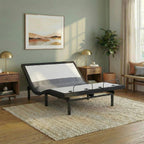 Signature Design by Ashley King Adjustable Bed Frame, Lumbar & Audio | Charcoal gray metal and polyester frame, Multi-color under-bed lighting with motion sensor, 3-year non-prorated warranty